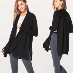 Lululmeon Merino Wool Black slit side cardigan